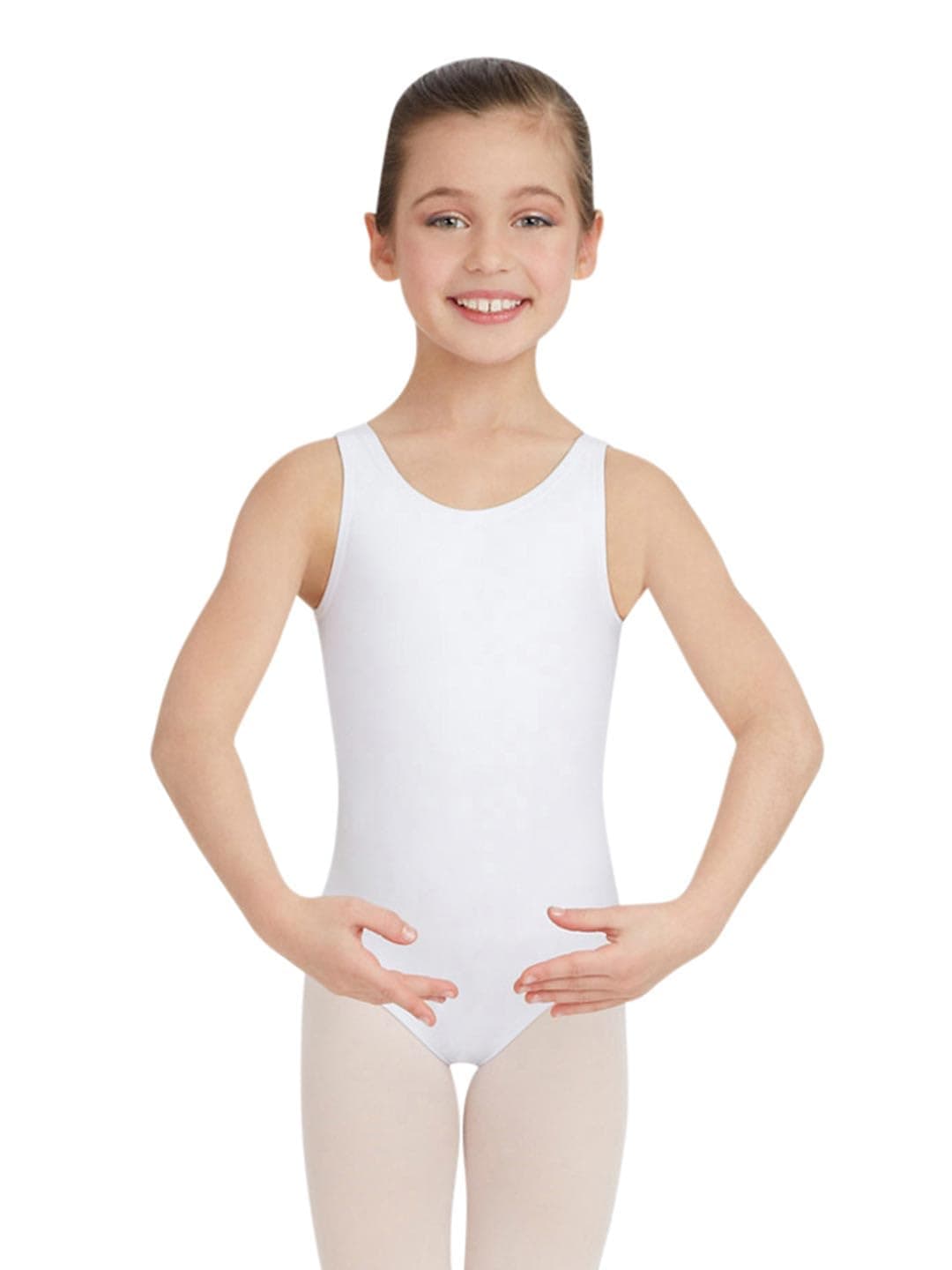 Capezio girls Team Basic Tank athletic leotards, White, Toddler 2T-4T US