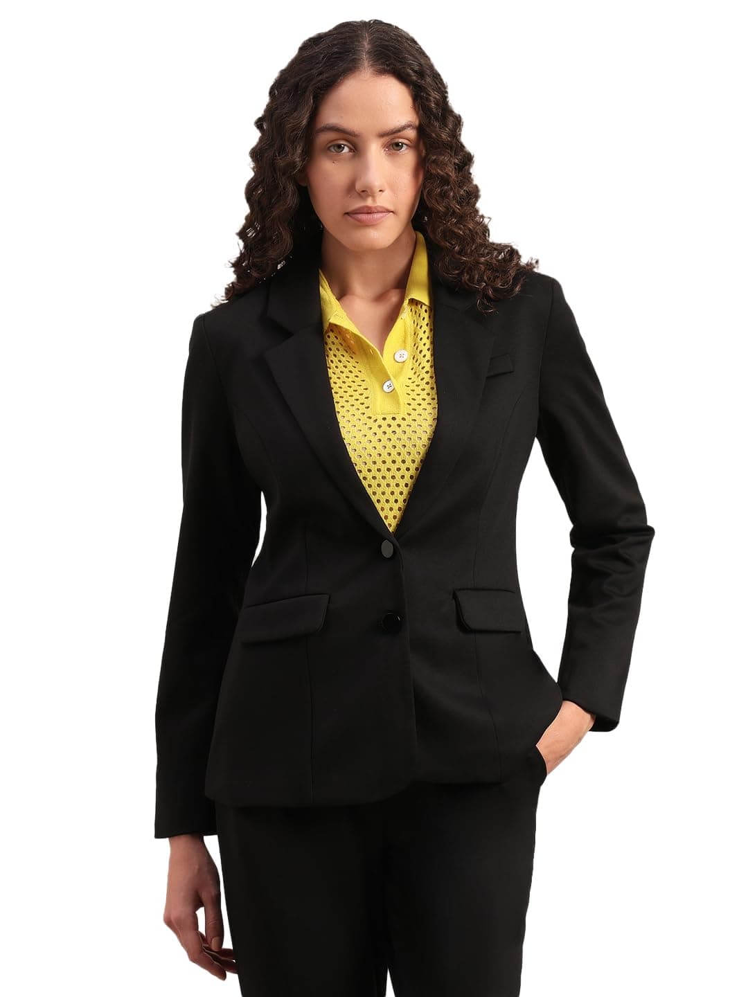VERO MODA Womens Solid Single Breasted Blazer Jet Black