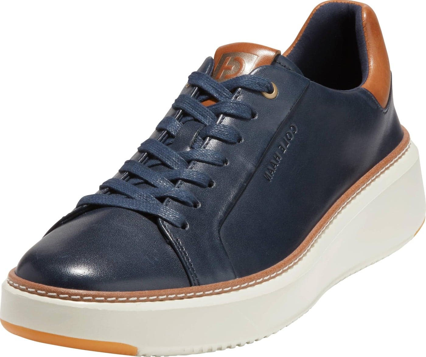 Cole Haan Mens Grandpro Topspin Sneaker, Navy Blazer Leather/British Tan/Ivory, 8.5-W US