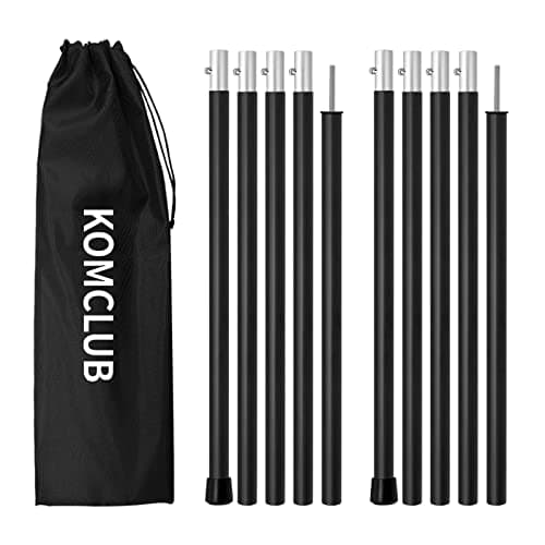 KOMCLUB Telescoping Tent Poles Tarp Poles 5-Section Adjustable Aluminum Rods for Tent Fly and Tarps Lightweight Replacement Adjustable Tent Poles for Outdoor Sport Camping 78Inch(Black)