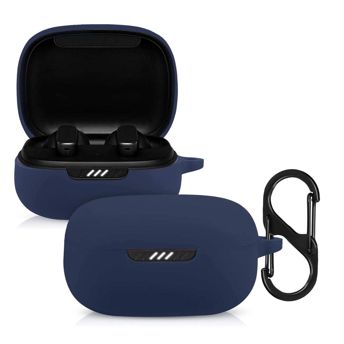 kwmobile Case Compatible with JBL Live Pro Plus Case - Silicone Cover Holder for Earbuds - Dark Blue