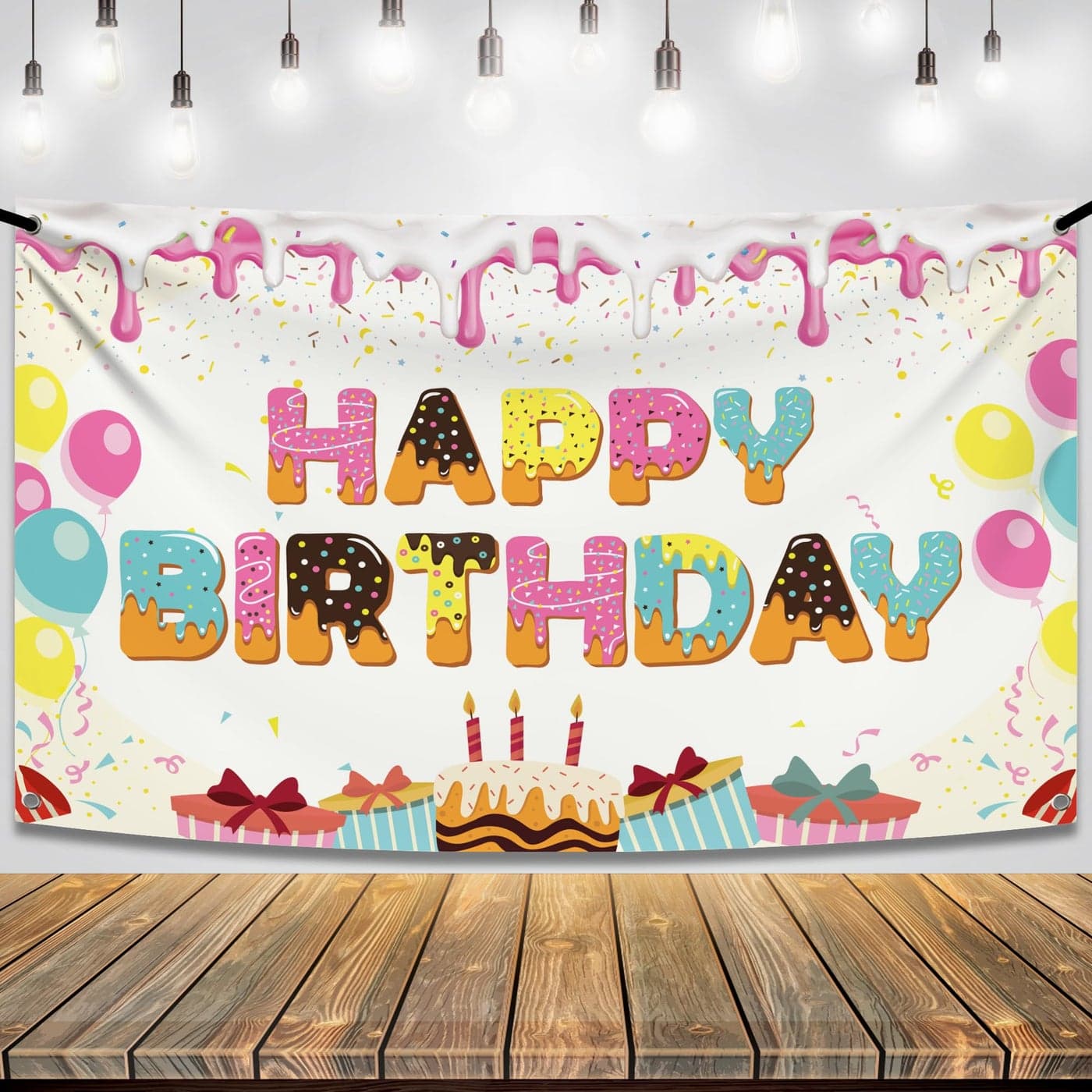 KatchOn, XtraLarge Donut Birthday Banner - 72x44 Inch | Donut Birthday Party Decorations | Sprinkles Happy Birthday Donut Banner for Donut Party Decorations | Donut Themed Birthday Party Supplies