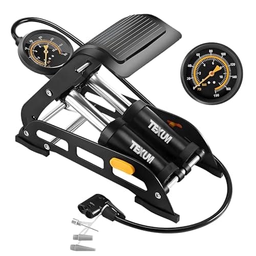Texum Double Cylinder Portable High Pressure Foot Air Pump Compressor for Car and Bike Air Pump for Motorbike, Cars, Bicycle for Football, Cycle Pumps for Bicycle, Car.