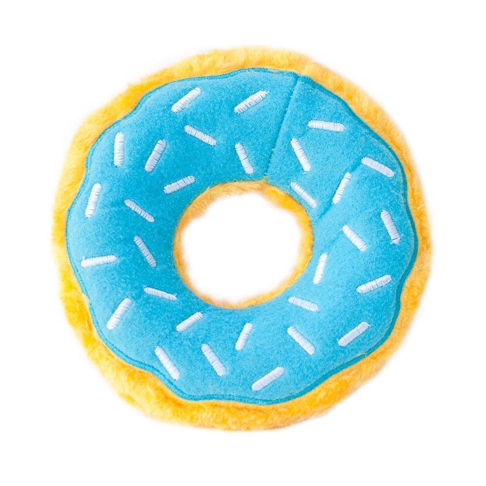 ZippyPaws - Original Donutz - No Stuffing, Squeaky Plush Dog Toy - Blueberry, Original Size