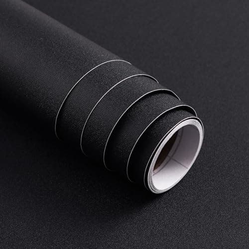 Micpolo 15.7" x 197" Black Wallpaper Matte Black Contact Paper Self Adhesive Peel and Stick Wallpaper Removable Vinyl Film Decorative for Desk Wallcovering Furniture Countertop Cabinet