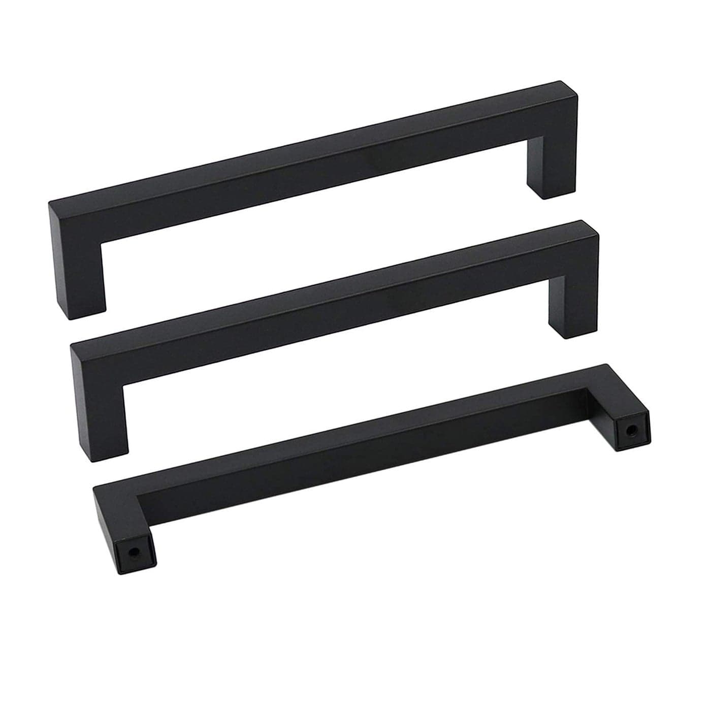 goldenwarm 2 Pack Black Cabinet Pulls Dresser Drawer Handle 6-1/4in(160mm) Kitchen Cabinets Handles Square Bar Stainless Steel Modern Hardware for Bathroom Cupboard