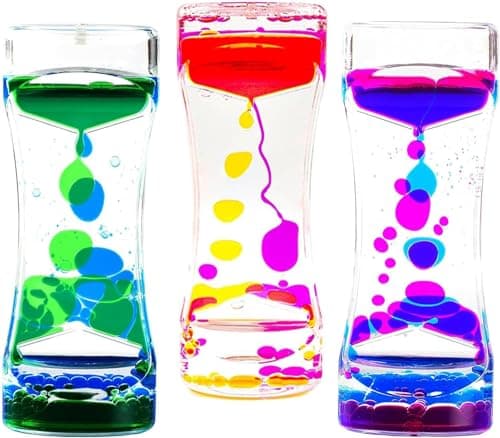 Winbar 3 Pack Calming Liquid Motion Bubbler Hourglass Type Sensory Toys for Children Adults with Autism Anxiety Relax Calm Down School Office Toys