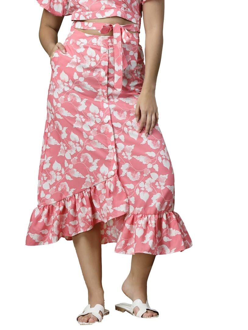 OOMPH! Long Skirts for Women Pink - msk195