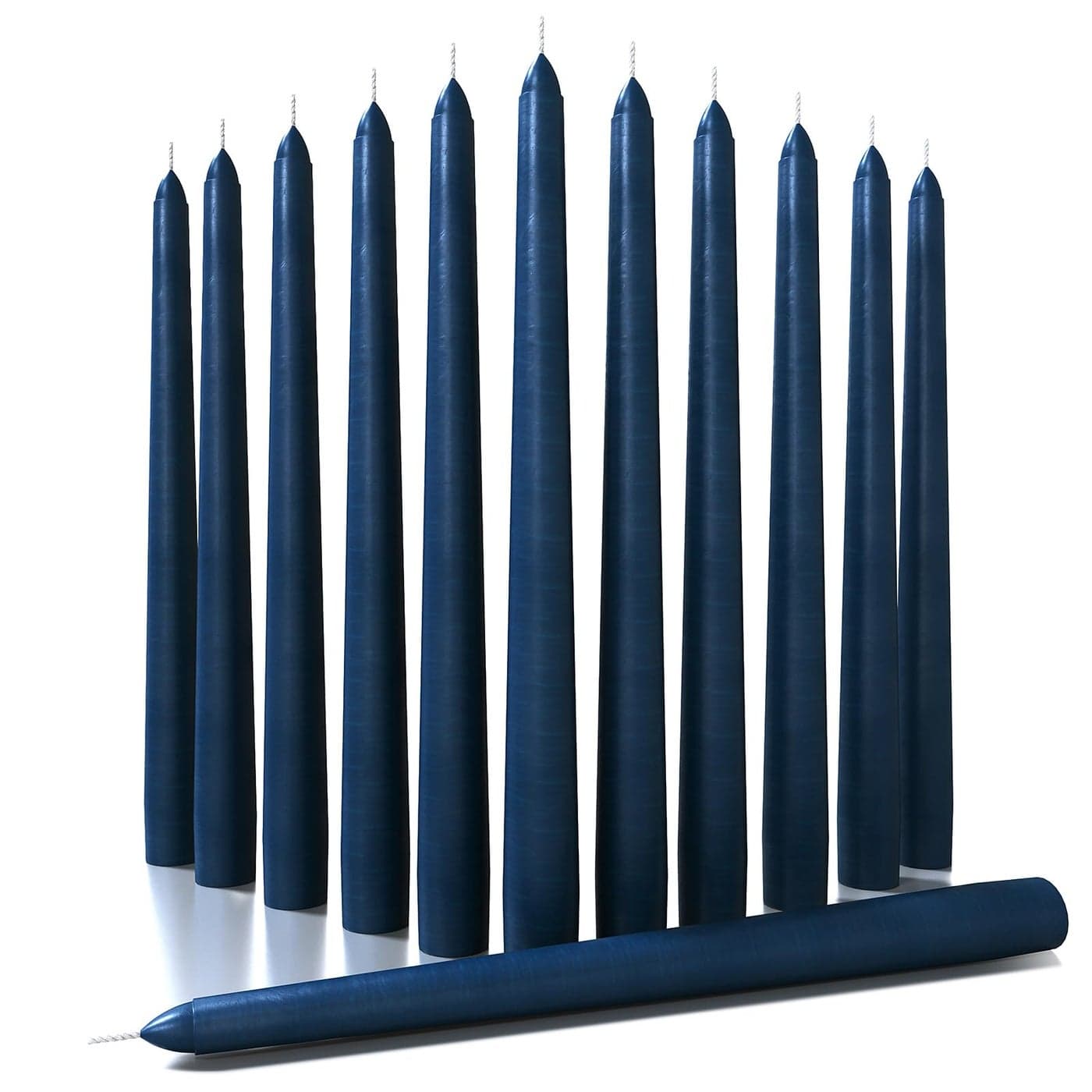 CANDWAX 12 inch Taper Candles Set of 12 Dripless and Smokeless Candle Unscented Slow Burning Candle Sticks Dark Blue Candle