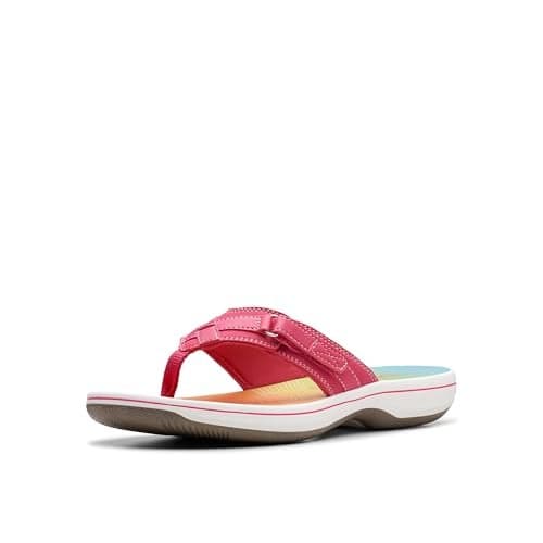 Clarks Women's Breeze Sea Flip-Flop, Bright Pink Ombre, 8