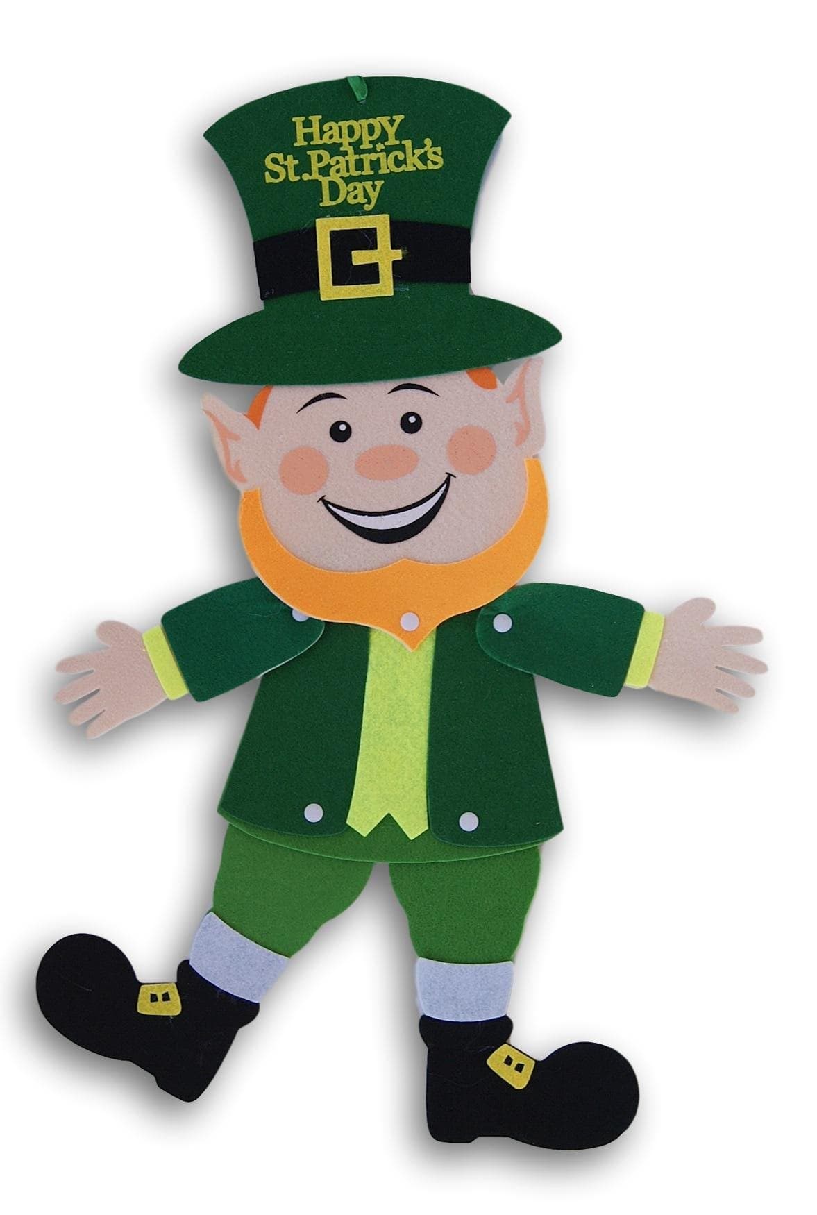Greenbrier Saint Patricks Day Decor - Jointed Felt Leprechaun Hanging Decoration