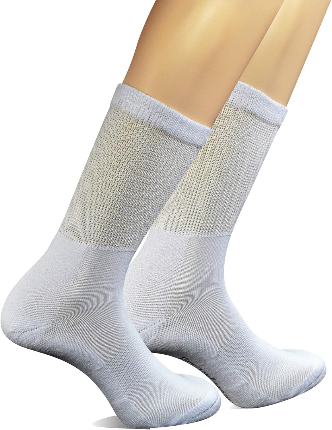 Yomandamor Mens 4 Pairs Cotton Seamless Diabetic Crew Socks with Arch Support