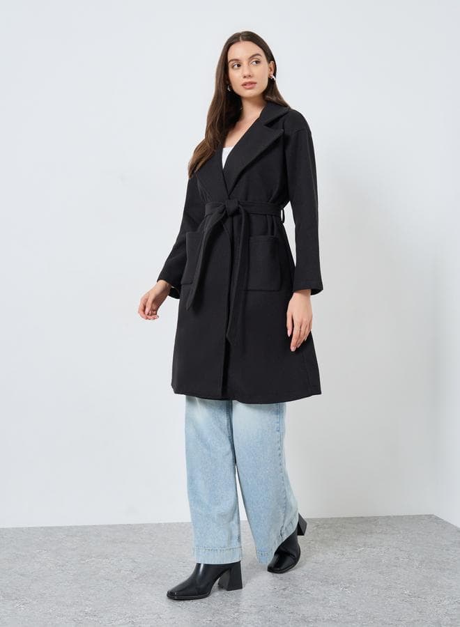 Black Regular Fit Wool Like Midi Coat