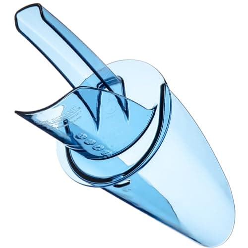 San Jamar Ergonomic Ice Scoop with Shield and Tapered Chute - Easy to Clean, 20-24 Ounce,Blue