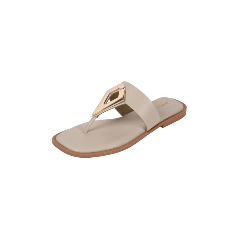 Mochi Women's Off White Synthetic Stylish Flat Sandal UK/5 EU/38 (32-1170)