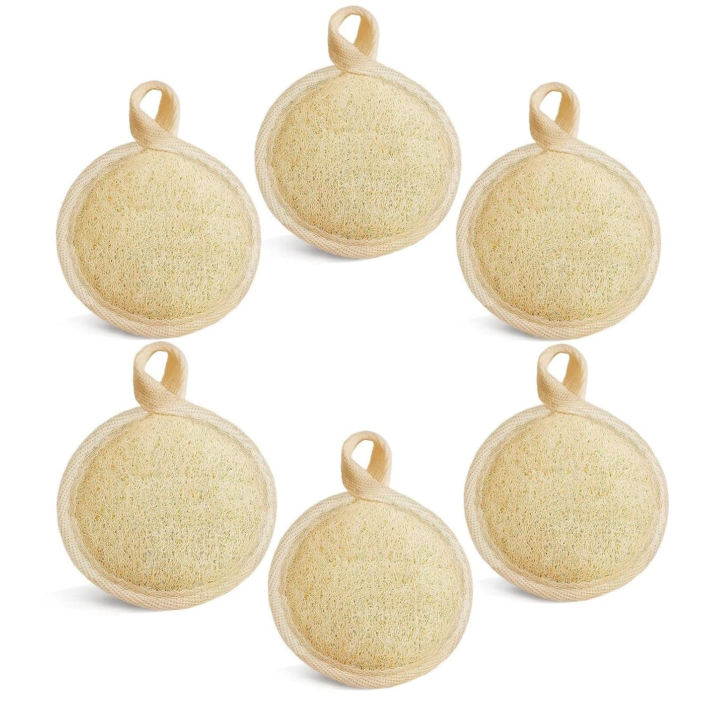 Face Exfoliating Loofah Pad Scrubber, Manual Facial Cleansing and Makeup Remover Brush 6 Pieces, Natural Loofa Sponge Pads Massage Pores and Clean Blackheads Without Hurting The Skin