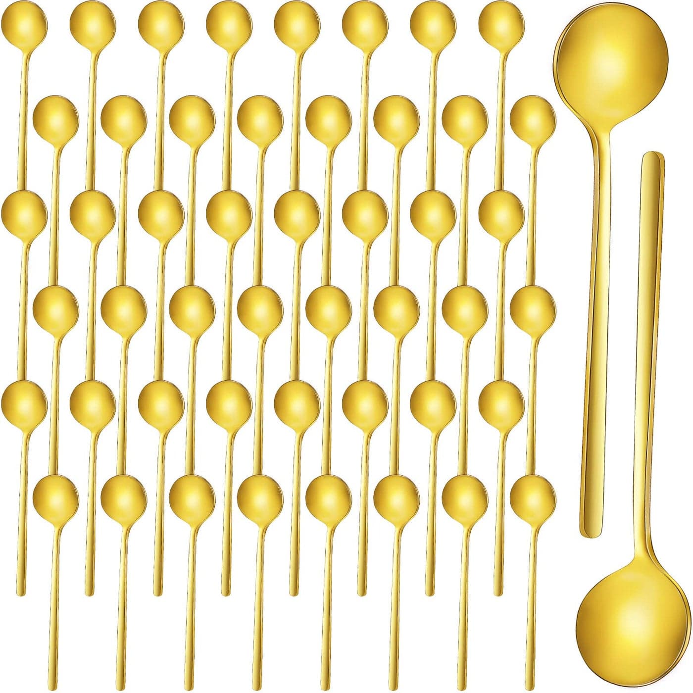 Meanplan 50 Pieces Espresso Spoons Gold Coffee Spoons Mini 53 Inches Stainless Steel Demitasse Teaspoons for Stirring Tea Sugar Ice Cream Dessert Soup Cake Antipasto Cappuccino Serving