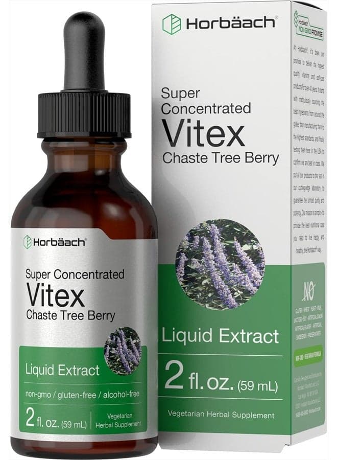 Vitex Berry Chasteberry Extract | 2 fl oz | Super Concentrated | Chaste Tree Berry Supplement | Vegetarian, Non-GMO, Gluten Free | by Horbaach