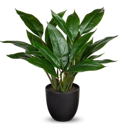 GnFlus Fake Plants 17 Faux Plants Artificial Potted Plants Indoor Realistic Fake Cast Iron Plant Artificial Plants with Pot for Home Office Farmhouse Kitchen Bathroom Table Shelf Decor