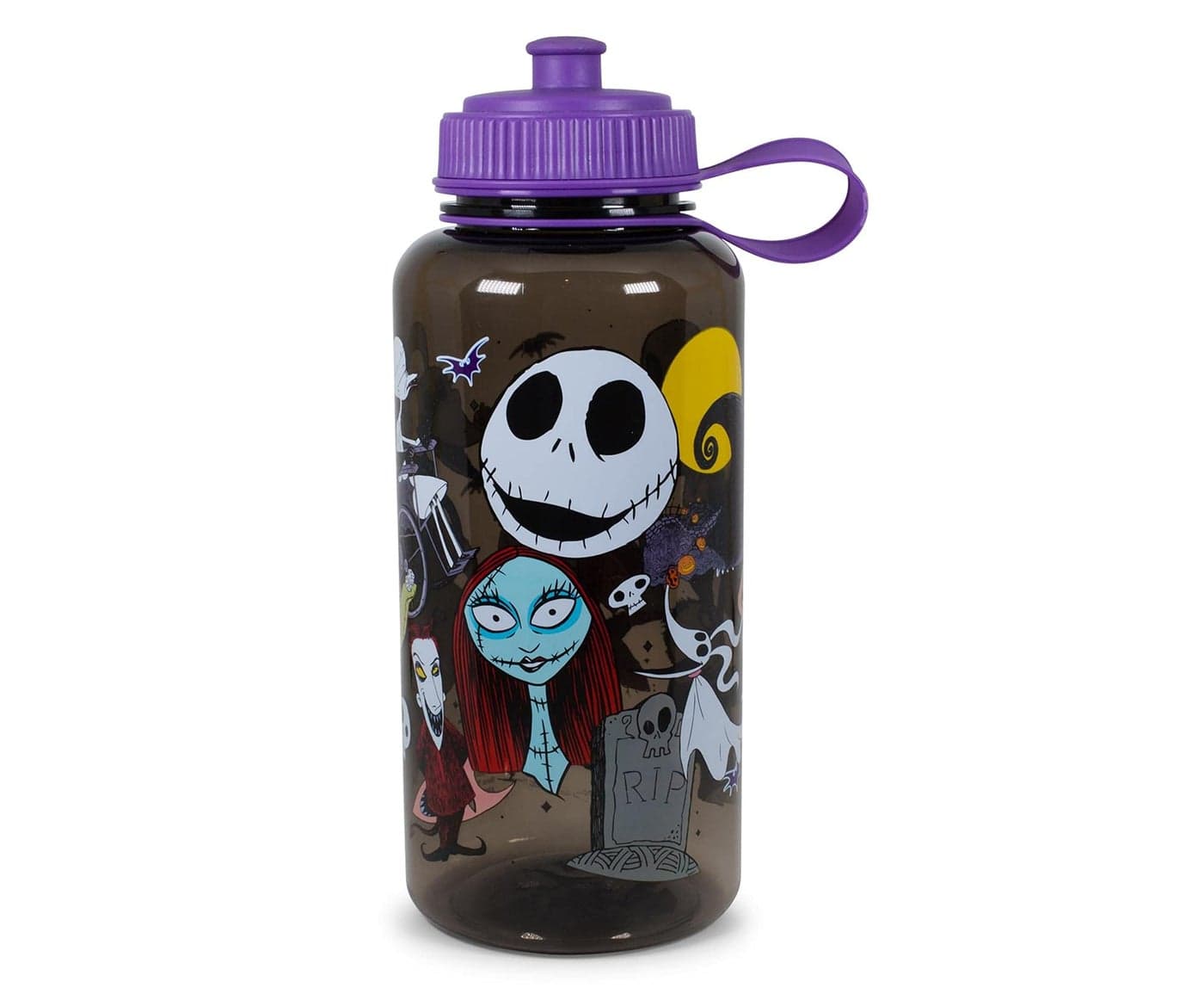 Silver Buffalo Disneys The Nightmare Before Christmas Water Bottle BPAFree Large Plastic Water Jug With Screw Top Lid Hydration For Outdoor Sports Gym Yoga Holds 34 Ounces