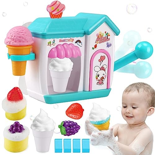Gretex Toddler Bath Toys for 3 4 5 6 7 8 Years Old Girls Bubble Ice Cream Maker Bath Toy Shower Toys Toddler Bath Toys Age 24 Bathtub Bubble Machine Toy for 3 4 5 6 7 8 Years Old Boys Girls
