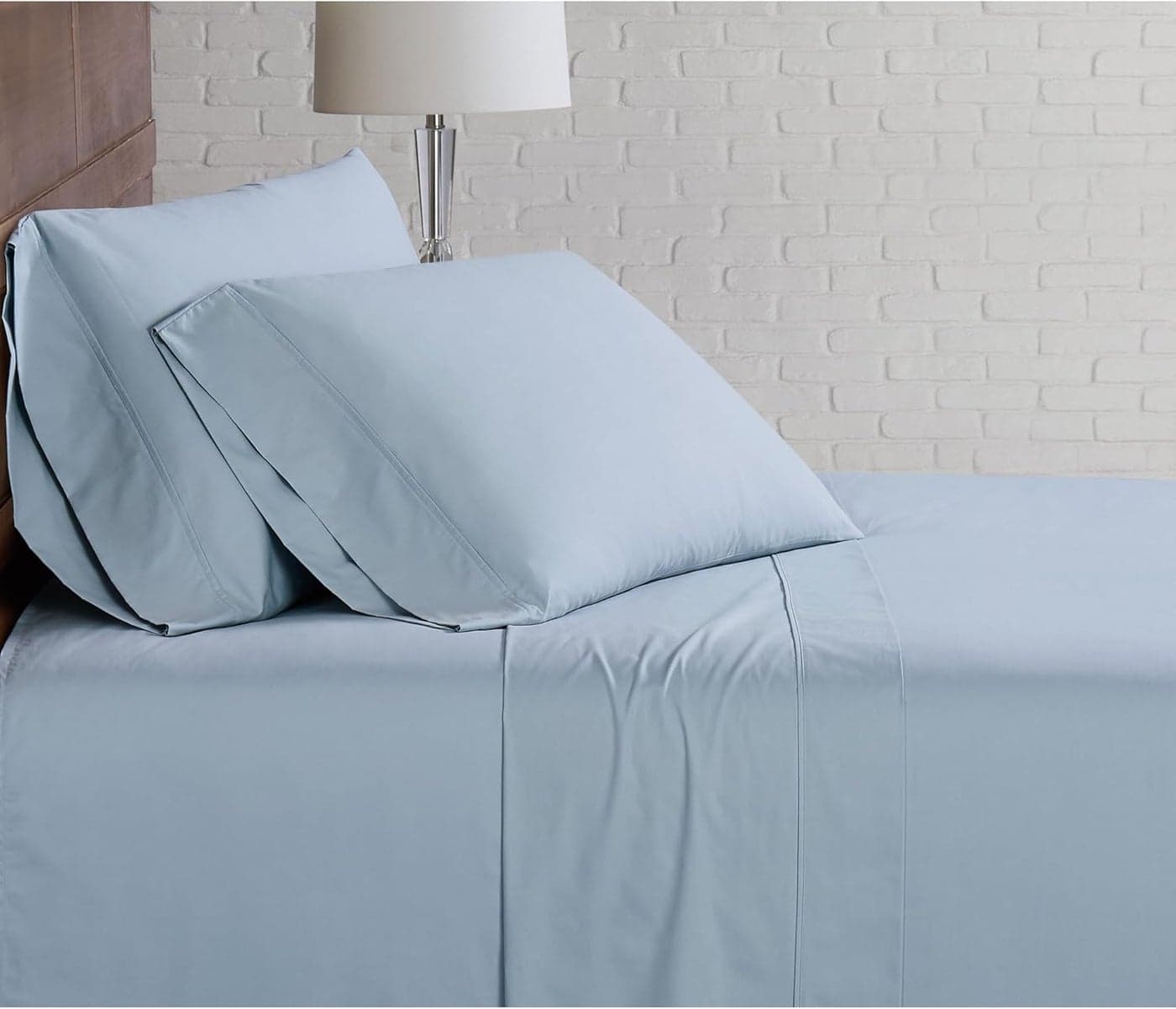 CANNON Solid Percale Light Blue 4 Piece Queen Sheet Set
