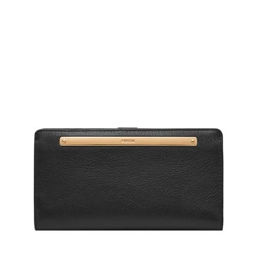 Fossil Women's Liza Leather Wallet Slim Minimalist Bifold, Black (Model: SL7891G001)