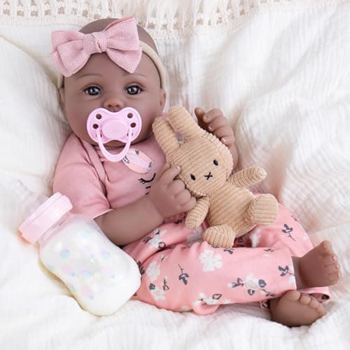 Milidool Lifelike Black Reborn Baby Dolls Girl Realistic 18 Inch African American Newborn Girl Lifelike Silicone Baby Dolls That Look Real Gift for Ages 3