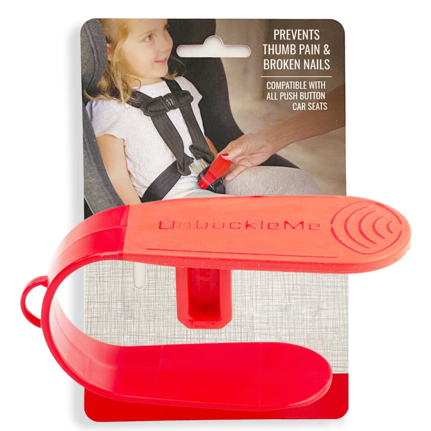 UnbuckleMe Car Seat Buckle Release Tool Easy Opener Aid for Arthritis Long Nails Older Kids Button Pusher for Infant Toddler Convertible 5 pt Harness car Seats As Seen on Shark Tank Red