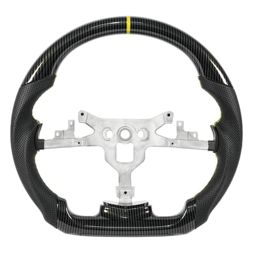JIANGGAI Steering Wheel, Yellow, Hydro-Dip Carbon Fiber Steering Wheel Fit For Chevy Corvette C6 2006-2011 ZR1 Z06