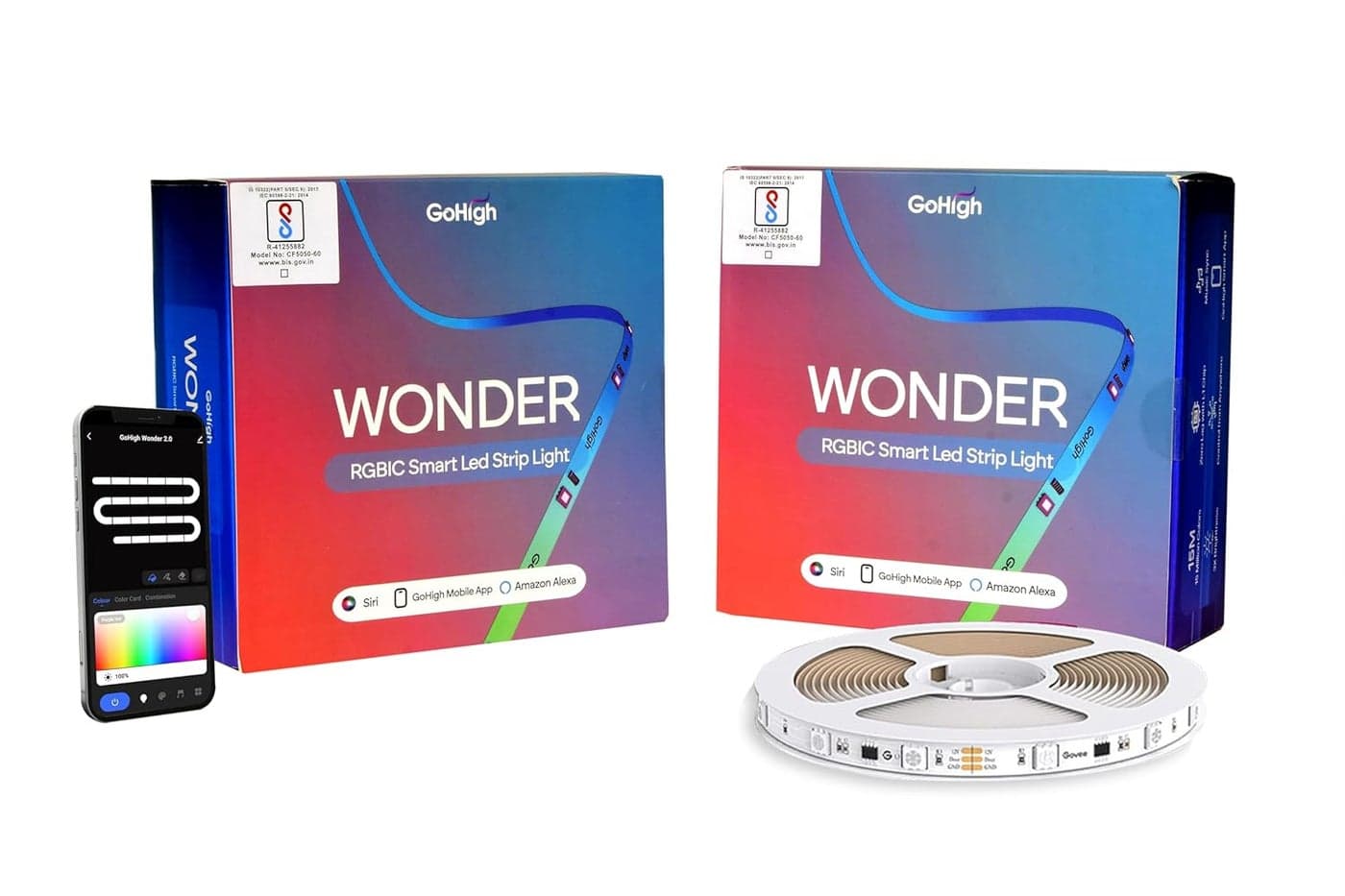 GoHigh RGBIC Wonder Smart Strip Light 10M 55 Set UltraBright LEDs Works with Alexa Google Assistant WiFi App Music Sync 15M Colors for Home Gaming False Ceilings DIY Decor