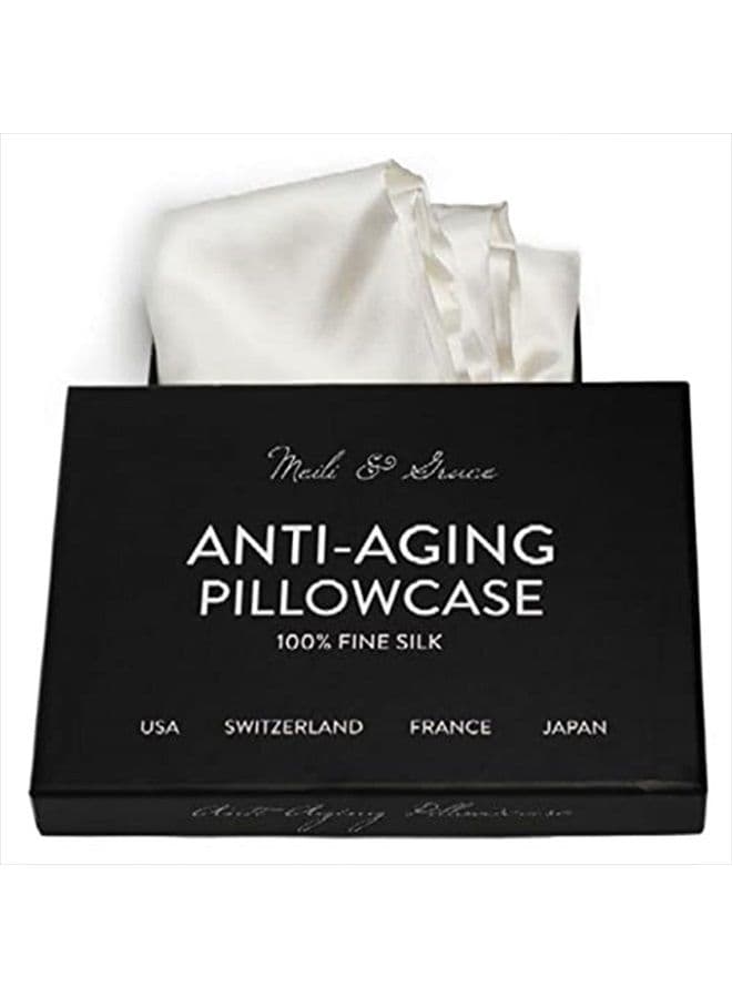 100% Mulberry Silk Pillow Covers - The Best Silk Pillowcase for Hair and Skin - Prevents Crow's feet & face Wrinkles. King Size Pillow case