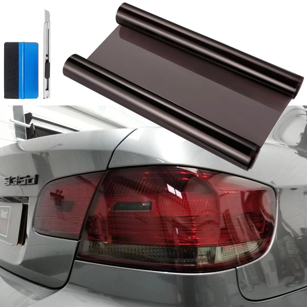 12 by 48 inches Self Adhesive Auto Car Tint Headlight Taillight Fog Light Vinyl Smoke Film Sheet Sticker Cover Light Black