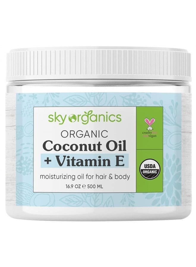 Organic Extra Virgin Coconut Oil for Hair & Skin, 100% Pure & Cold-Pressed USDA Certified Organic to Moisturize, Soften & Nourish, 16.9 fl. Oz