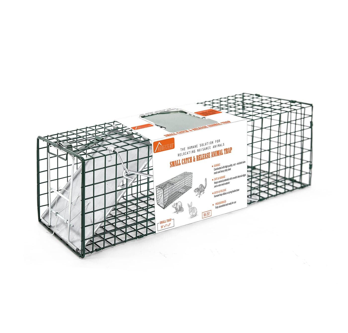 HOMESTEAD Heavy Duty Live Trap Professional Style OneDoor Live Animal Traps for Rabbit Squirrel Possum Skunk Kitten Mink Small