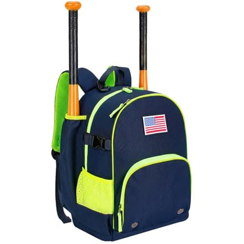 Choco Mocha TBall Bag for Boys Toddler Baseball Bag, Kids Baseball & Softball Backpack with Bat Holder, Dark Blue