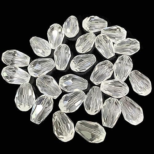 60pcs 8x12mm Crystal Glass Teardrop Beads Faceted Vertical Hole Shape Loose Spacer Beads for Jewelry Making DIY Bracelet Necklace Sewing Crafts DecorationTransparent