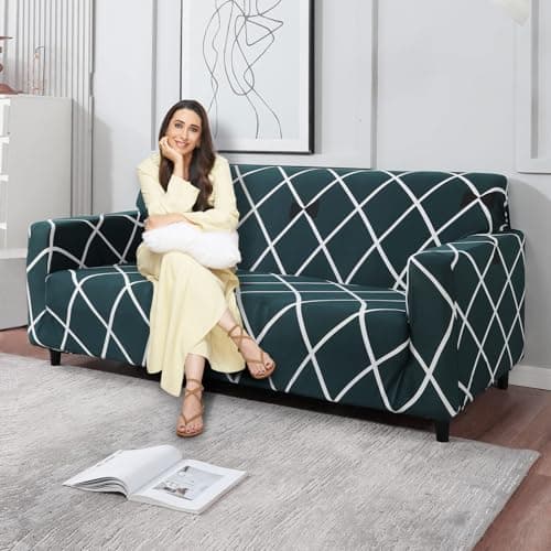 HOKIPO Elastic 3 Seater Sofa Cover Stretchable Slipcover,Teal Diamond (AR-4095-D22)