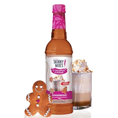 Jordan’s Skinny Mixes Sugar Free Coffee Syrup, Holiday Gingerbread Coffee Flavoring Syrup, Zero Calorie Drink Mix for Lattes, Baking, Protein Shake or Cocktail, Dairy & Gluten Free, Kosher, 25.4 Fl Oz