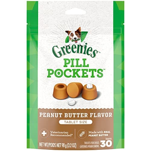 Greenies Pill Pockets for Dogs Small Size, Soft Dog Treats, with Real Peanut Butter, 3.2 oz. Pouch (30 Treats)