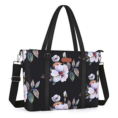 MOSISO USB Port Laptop Tote Bag 17173 inch with Adjustable Top Handle Laptop Bag for Women Hibiscus Polyester Work Travel