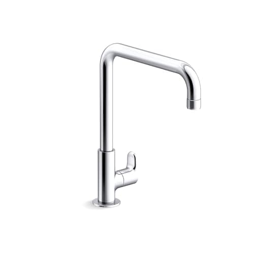 Kohler July Kitchen Faucet | Deck Mounted Kitchen Sink Tap | Water Saving Aerated Flow | Cold-Only Single Lever Faucet with 360° Swivel Spout, Polished Chrome Finish, 10 yrs Warranty