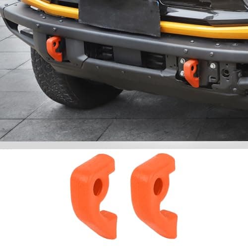 JWWY Front Bumper Tow Hook Covers Tow Trailer Hitch Receiver Cover Towing Hitch Rubber Sleeve Protector Cover Trim Fit for 2021-2025+ Ford Bronco Exterior Accessories Orange 2PCS (Fixed)
