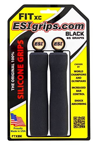 ESI Grips Fit XC Silicone Bike Grips – Ergonomic MTB Handlebar Grips for Comfort and Control – Made in USA - Black