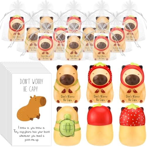 Hollowfly 30 Set Funny Capybara Stress Balls Bulk Relief Squeeze Balls Inspirational Stress Reliever Employee Appreciation Gifts for Adult Coworkers Staff Volunteer