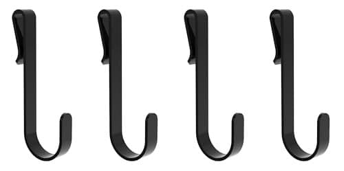 InterMETRO Metro LHK23B Snap-On Metal Hooks for Wire Shelving - 5 lbs Capacity Black J-Hooks for Hanging Kitchen Tools, Utensils and More - Pack of 4
