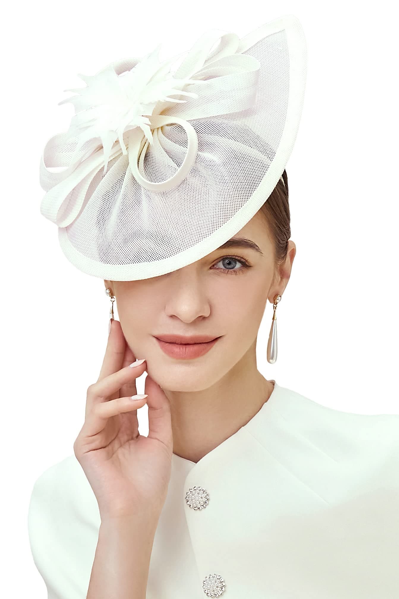 BABEYOND Tea Party Fascinator Hat for Women Kentucky Headwear Derby Pillbox Church Hat for Cocktail Wedding