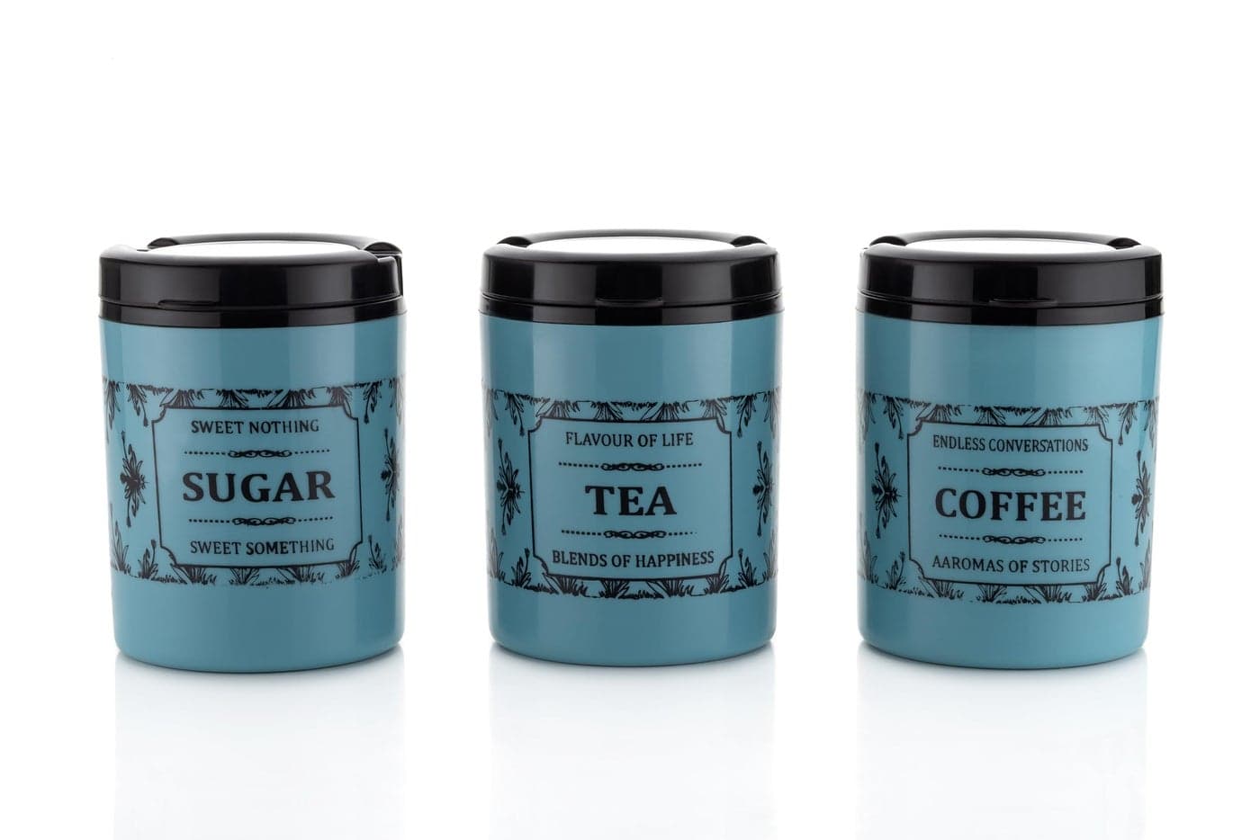 Xmart India Lift up Tea, Sugar, Coffee Container Set of 3 – Airtight Storage Canisters with Lift-Up Lids, 800ml, BPA-Free, Odour-Proof, Food Grade Kitchen Jars for Storage (3 Pcs,Multicolor)