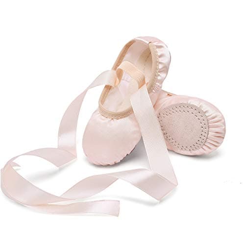 Stelle Ballet Shoes for Girls Satin/Ribbons Ballet Slippers Dance Shoes(Toddler/Little/Big Kids)(Ballet Pink,3ML)