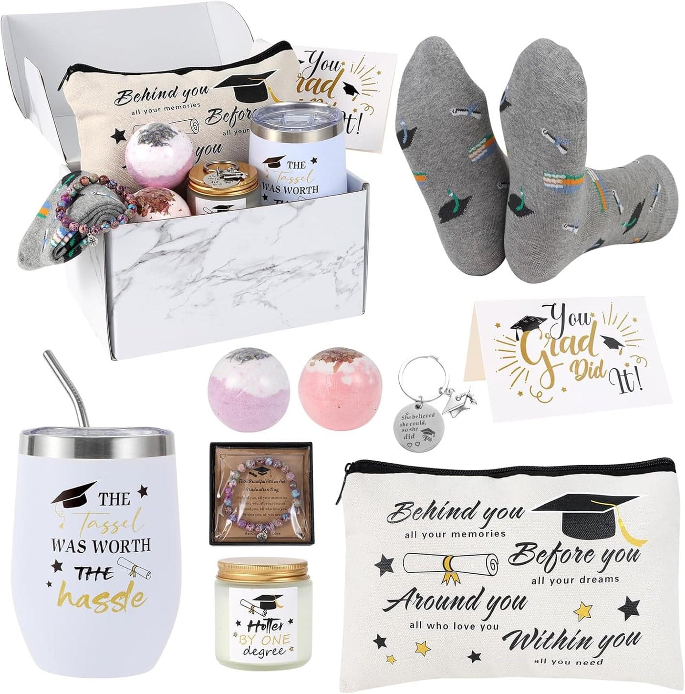 10 Pieces Graduation Gifts Set for Her,Class of 2025 Graduation Gifts for Her Girls Daughter Senior 2025 High School College PhD Masters Degree Graduation Gifts for Women